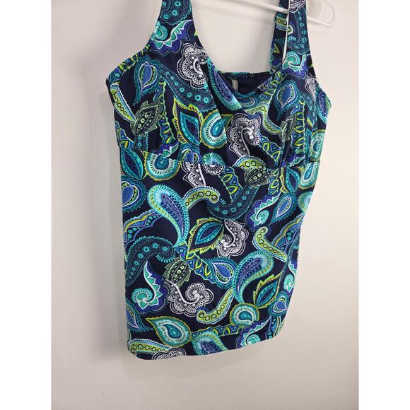 Lands' End Paisley Swim Top 16DDD Womens Plus Size Padded Underwired Beach - Picture 2 of 6